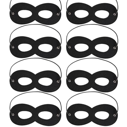 EUPSIIU 8 Stück Schwarz Augenmaske, Maskerade Maske Party Karneval Maske Fit für Cosplay Verkleidung Halloween Weihnachten, Karneval Mottoparty Kostüm Maske für Herren Damen (Schwarz) von EUPSIIU