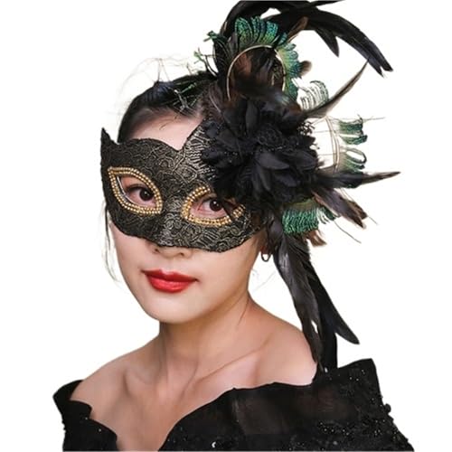 EURDFHY Feder Maske Blumenfedermaske Spitze Maskerade Halbgesichtsmaske Partyzubehör(Style 3) von EURDFHY