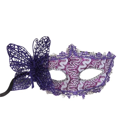 EURDFHY Feder Maske Feder Augenmaske Maskerade Prinzessin Halbgesichtsmaske Schutz Spitze Applikation(Purple) von EURDFHY