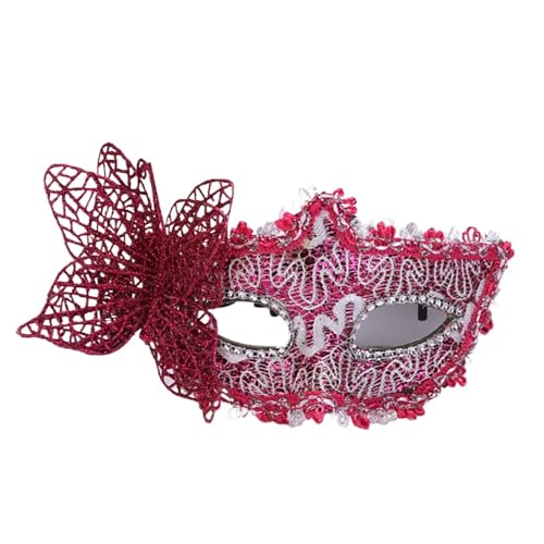 EURDFHY Feder Maske Feder Augenmaske Maskerade Prinzessin Halbgesichtsmaske Schutz Spitze Applikation(Rose red) von EURDFHY