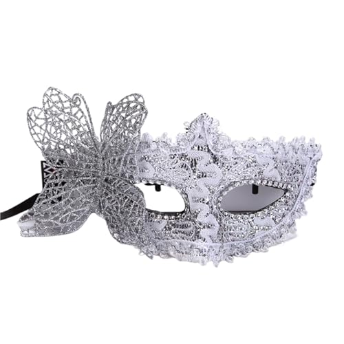 EURDFHY Feder Maske Feder Augenmaske Maskerade Prinzessin Halbgesichtsmaske Schutz Spitze Applikation(White) von EURDFHY