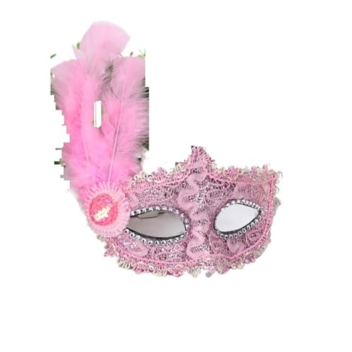 EURDFHY Feder Maske Federmaske, Weihnachtsparty-Verkleidung, geeignet for Erwachsene und Kinder(Pink) von EURDFHY