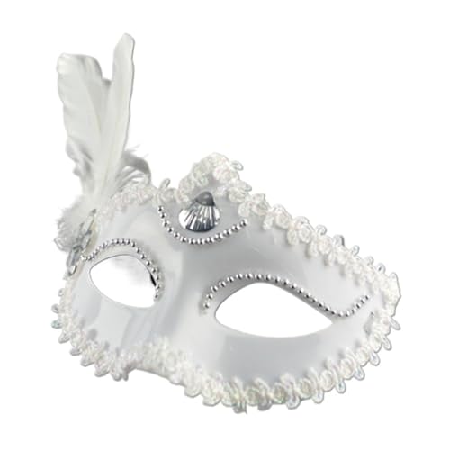 EURDFHY Feder Maske Federmaske Party Urlaub Show Dress Up Prinzessin Maske Augenmaske(WHITE) von EURDFHY