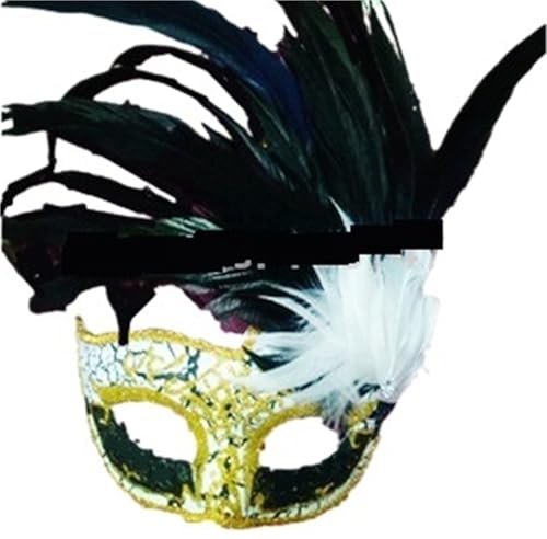 EURDFHY Feder Maske Federmasken Halbgesichts-Partymasken Hochzeit Prinzessin Maskenball Halloween(White Long feather) von EURDFHY