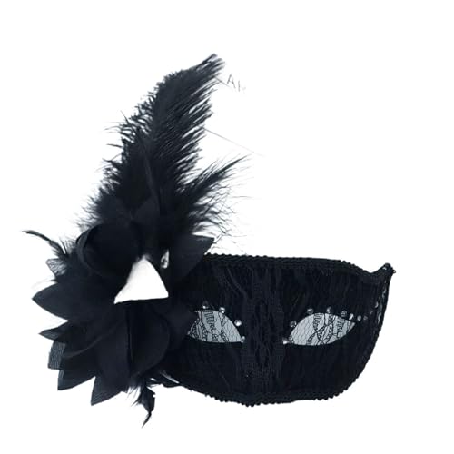 EURDFHY Feder Maske Halbgesichtsmaske mit Federn und Blumen an der Seite, geeignet als Verkleidungsrequisite for Maskenbälle und Karnevalspartys(Style 1) von EURDFHY