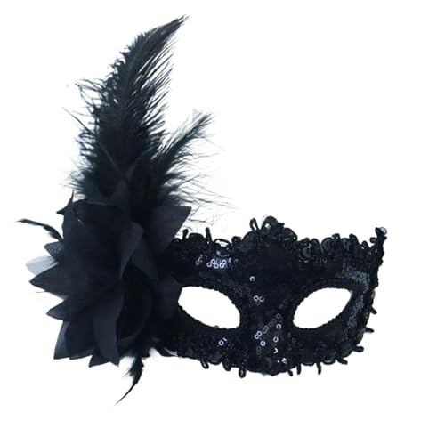 EURDFHY Feder Maske Halbgesichtsmaske mit Federn und Blumen an der Seite, geeignet als Verkleidungsrequisite for Maskenbälle und Karnevalspartys(Style 4) von EURDFHY
