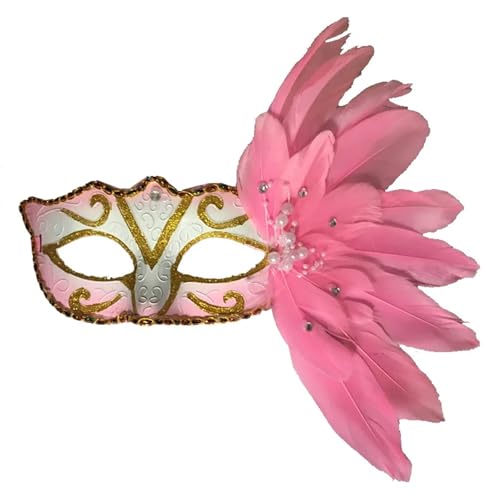EURDFHY Feder Maske Maskerade-Federmaske for Frauen, mehrfarbig, Prinzessinnenmaske, Halloween-Federmasken(Pink) von EURDFHY