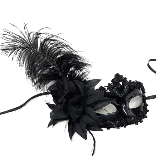EURDFHY Feder Maske Maskerade Maske for Frauen Pfauenfedern Halbgesichtsmaske Party Performance(Black) von EURDFHY