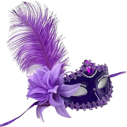 EURDFHY Feder Maske Maskerade Maske for Frauen Pfauenfedern Halbgesichtsmaske Party Performance(Purple) von EURDFHY