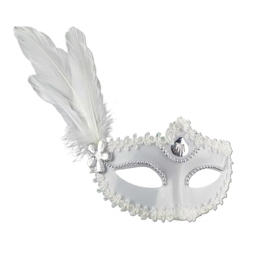 EURDFHY Feder Maske Party Maske Frau Maskerade Auge MaskePeacock Federn Halbe Gesicht Maske Prom Cosplay Kostüm(White) von EURDFHY