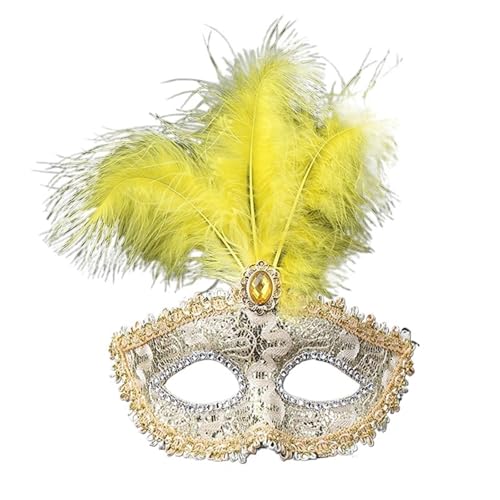 EURDFHY Feder Maske Party Maske Frauen Maskerade Pfauenfedern Halbe Gesichtsmaske Kostüm Maske for Kinder(Yellow) von EURDFHY