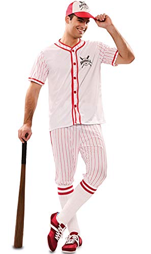 EUROCARNAVALES, SA Baseball-Spieler Herrenkostüm für Fasching Sportler Weiss-rot - Weiß von EUROCARNAVALES, SA