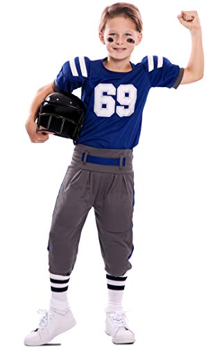 Generique - American Football-Kinderkostüm für Jungen Sportliche-Verkleidung blau-Weiss-grau - 122/134 (7-9 Jahre) von EUROCARNAVALES, SA
