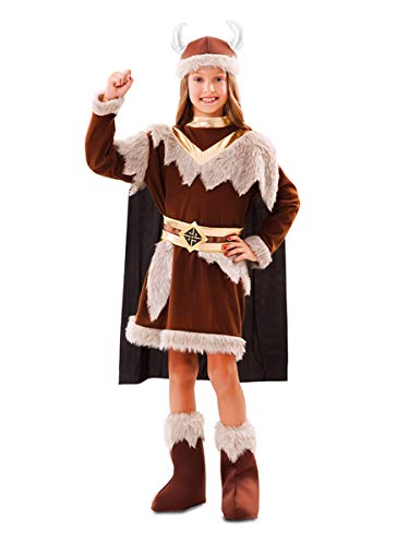 EuroCarnavales Wikinger Kostüm Mädchen Kleid Helm Beinstulpen Karneval Marine (10-12 Jahre) von EuroCarnavales