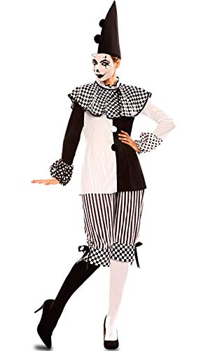 EUROCARNAVALES Damen Kostüm Harlekin Pepi schwarz weiß Clown Pierrot Karneval Fasching (42) von Eurocarnavales