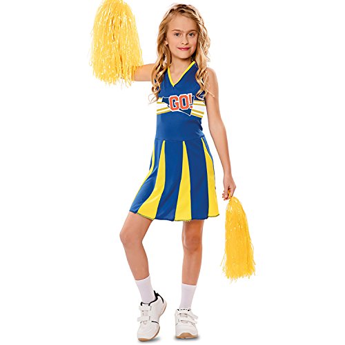 Eurocarnavales Kinder Kostüm Cheerleaderin Blue Arrow Kleid Cheerleader Amerika Karneval (7-9 Jahre) von Eurocarnavales
