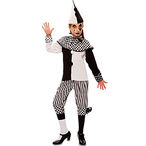 EUROCARNAVALES Kinder Kostüm Harlekin Tamina schwarz weiß Clown Pierrot Karneval Fasching (140) von EUROCARNAVALES