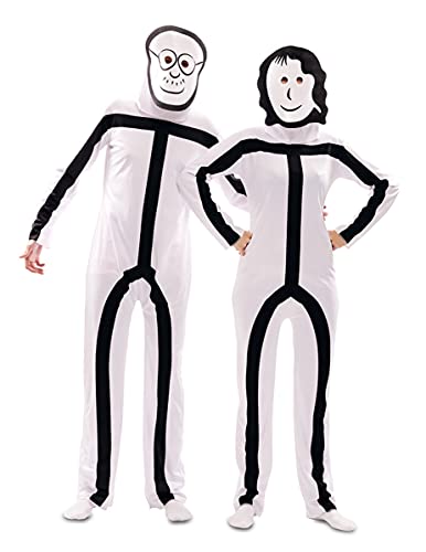 EUROCARNAVALES Kostüm mit Stickman-Masken für Erwachsene, Weiß, Größe S (48) von EUROCARNAVALES