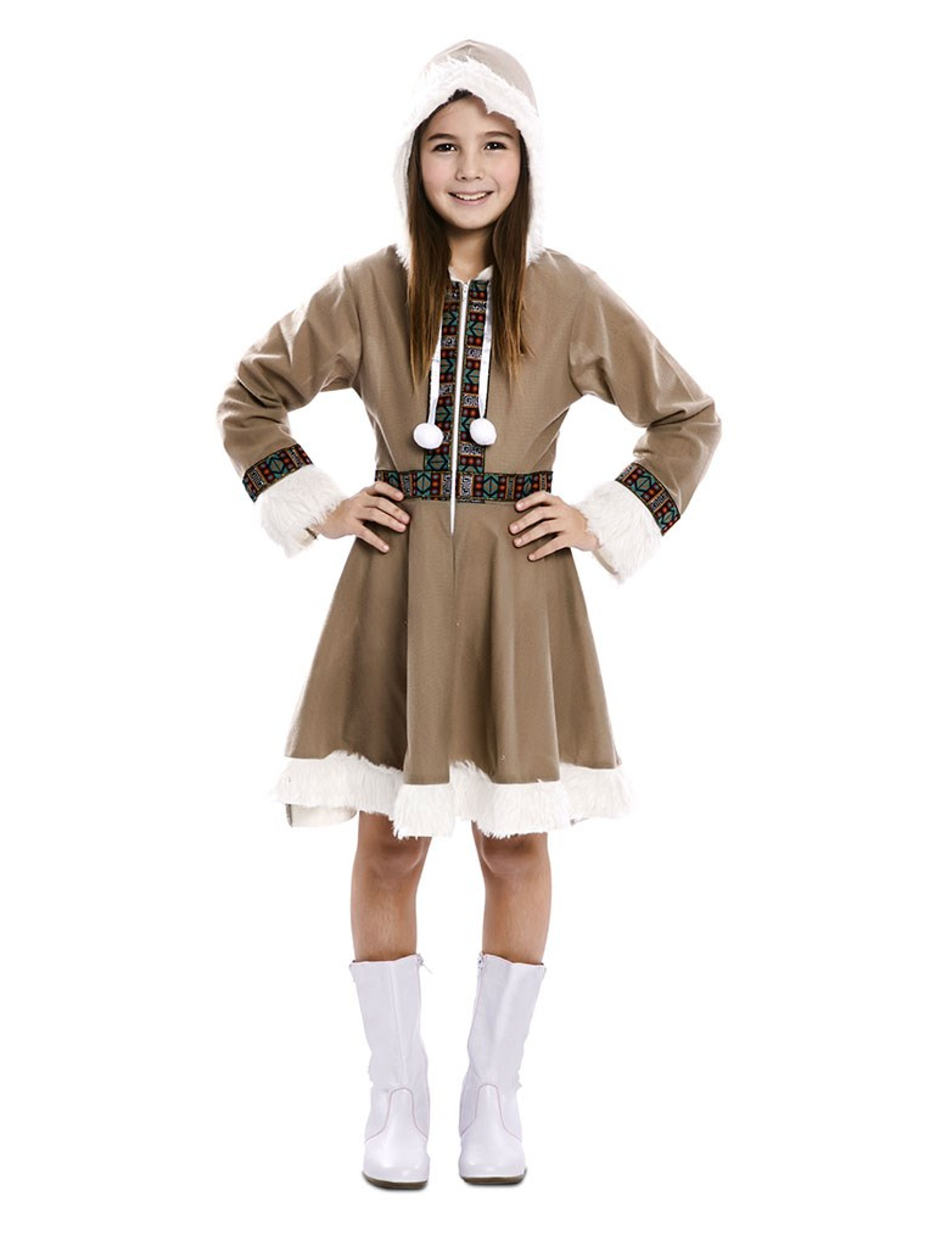 Eskimo-Kostüm für Mädchen Faschingskostüm braun von EUROCARNAVALES