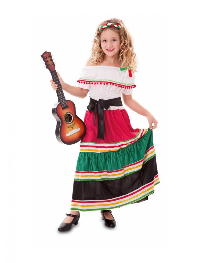 Mexikanisches Kostüm für Mädchen traditionelles Kostüm weiss-rot-schwarz von EUROCARNAVALES