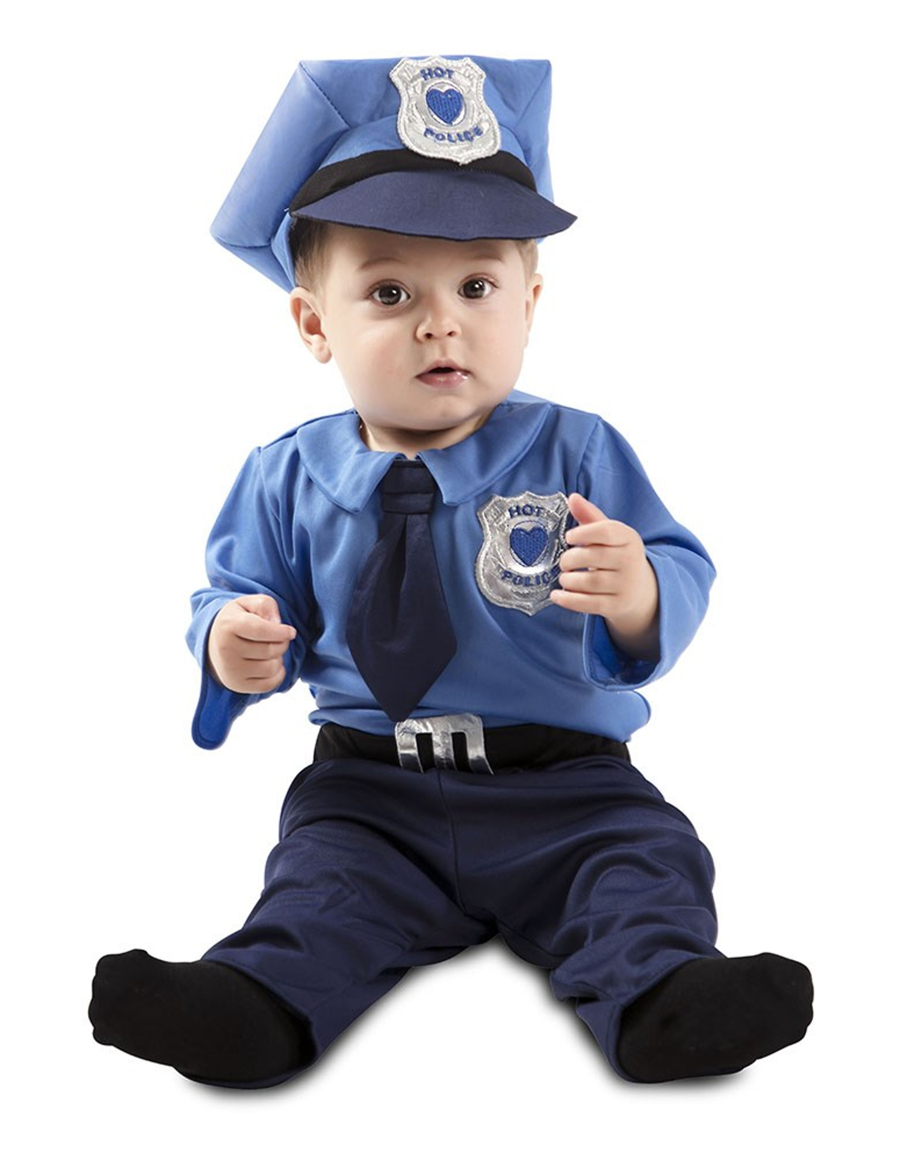 Mini-Polizeikostüm für Babys blau-silber von EUROCARNAVALES