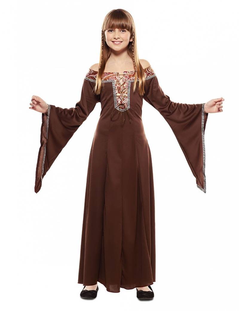 Mittelalter-Kostüm für Mädchen Faschingskostüm braun von EUROCARNAVALES