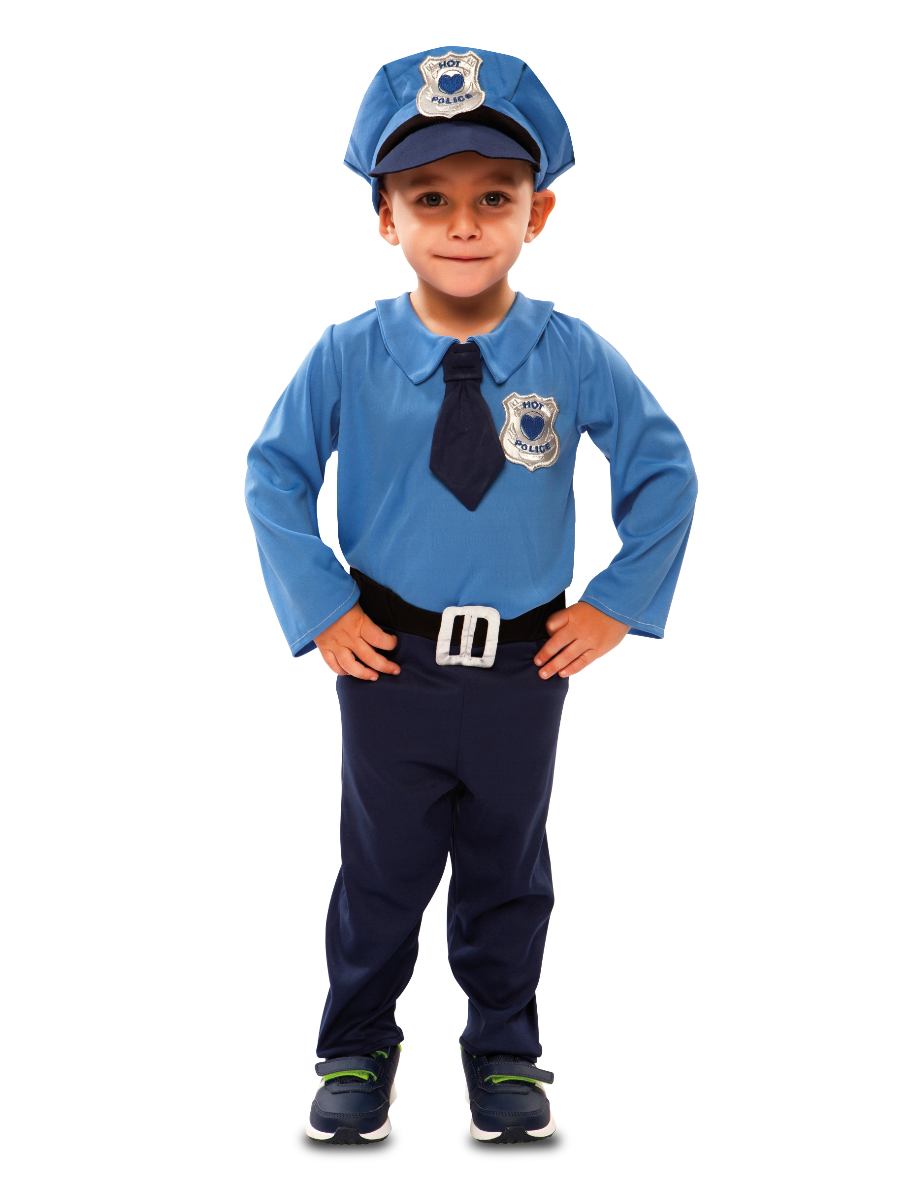 Niedlicher Polizeibeamter Babykostüm für Jungen blau-silber von EUROCARNAVALES