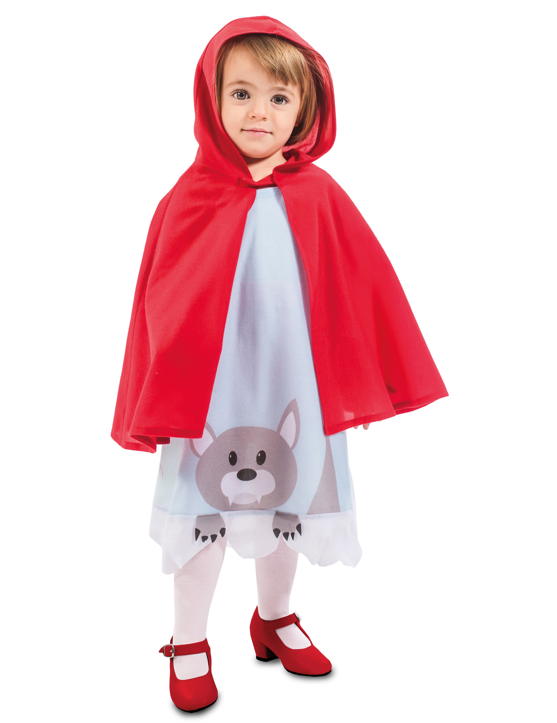 Rotkäppchen-Kostüm für Babys und Kleinkinder Kleinkinder-Karneval-Kostüm rot-weiss-grau von EUROCARNAVALES