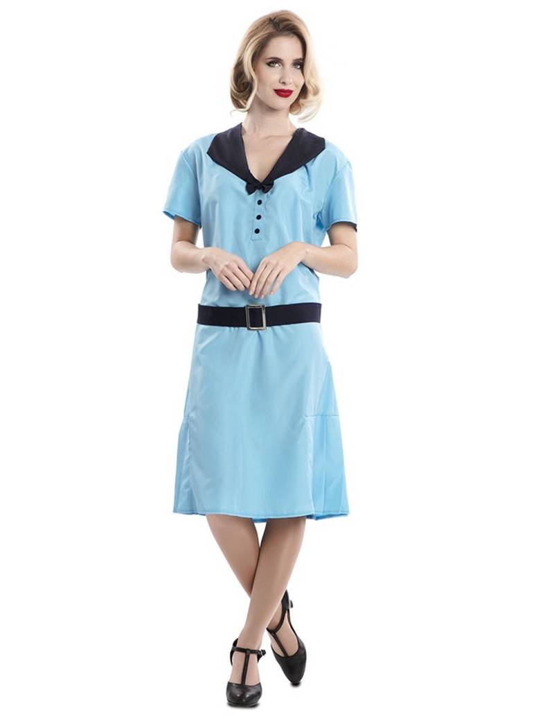 Schickes Sekretärinnen-Kostüm für Damen 1950er Jahre Retro blau-schwarz Schickes Sekretärinnen-Kostüm für Damen 1950er Jahre Retro blau-schwarz von EUROCARNAVALES