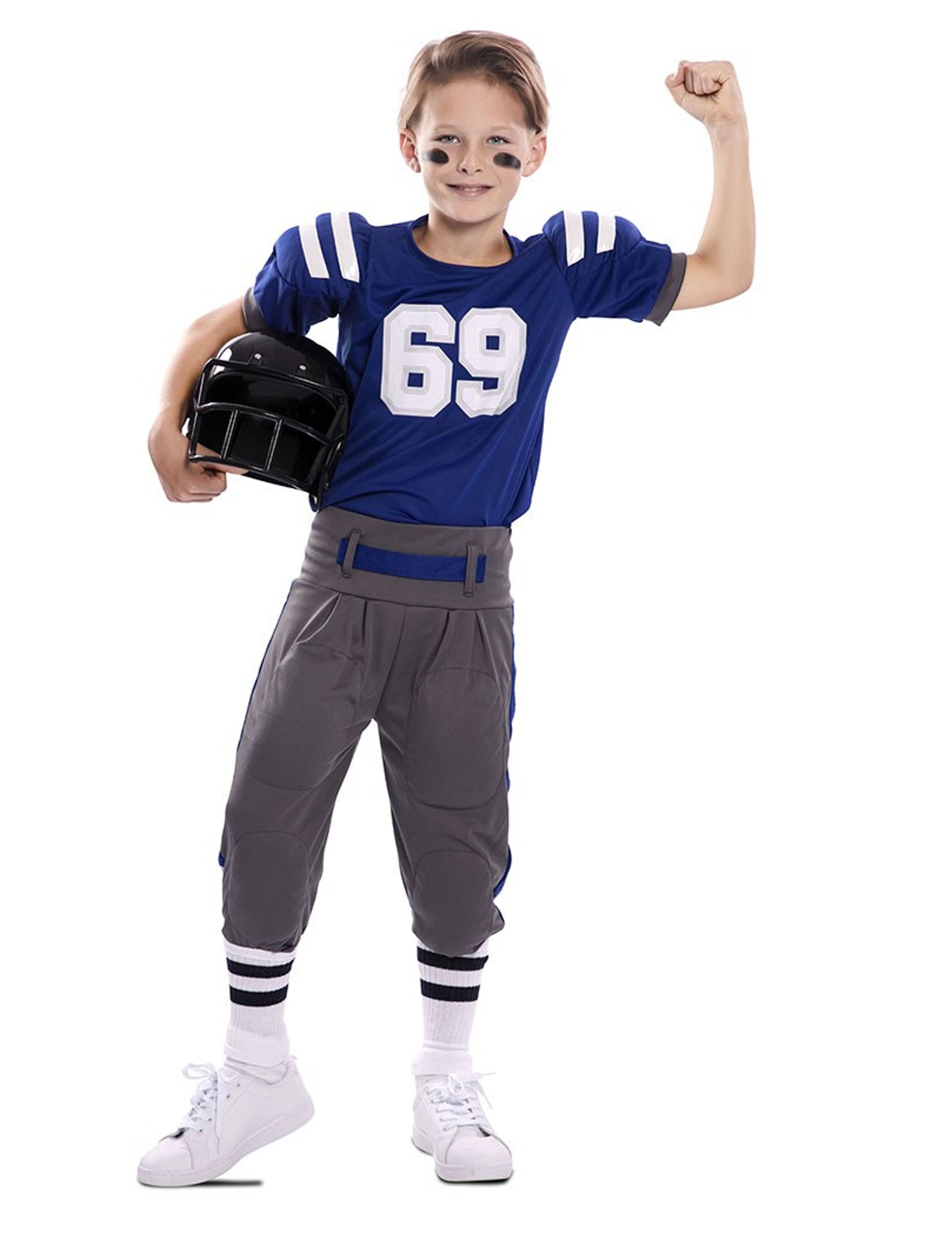 Sportliches American Football-Kostüm für Jungen blau-weiss-grau Sportliches American Football-Kostüm für Jungen blau-weiss-grau von EUROCARNAVALES