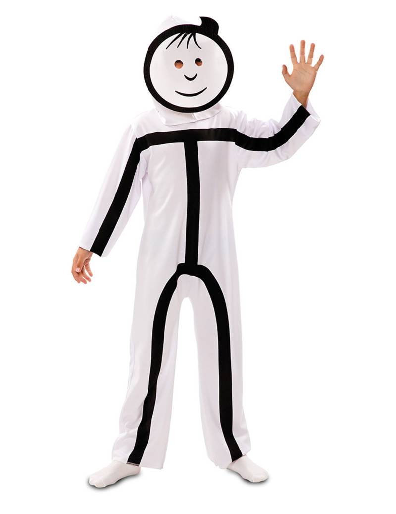 Strichmännchen-Kostüm für Kinder Faschingskostüm weiss-schwarz Strichmännchen-Kostüm für Kinder Faschingskostüm weiss-schwarz von EUROCARNAVALES