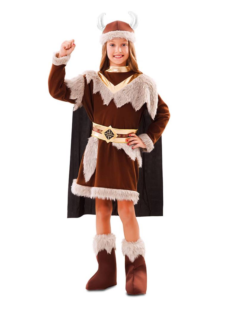 Wikinger-Kostüm für Mädchen Faschingskostüm braun von EUROCARNAVALES