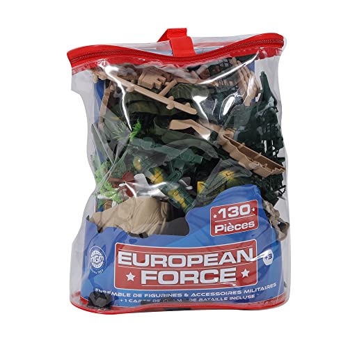 EUROPEAN FORCE 180118 Komplettes Set eines Militärfeldes mit 130 Soldaten-Soldaten-180118-Grün-Kunststoff-Militär-Kinderspielzeug-Miniatur-26 cm x 32 cm-Ab 3 Jahren, Mehrfarbig von EUROPEAN FORCE