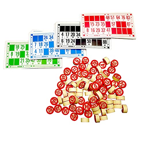 EUROXANTY Set Bingo und 48 Kartons | Reise-Bingo | Traditionelles Brettspiel | Zahlenkarten 2 Seiten | praktische Tragetasche | Holznummern von EUROXANTY