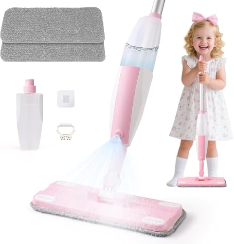 Kinderspielwischer mit Sprühfunktion - Montessori Kleinkind Putzset für echter die Bodenreinigung | Spielzeug für Kinder ab 3, Kinder Reinigung Set, Montessori Spielzeug, Hausarbeitsputzspielzeug-Rosa von EURYUNG
