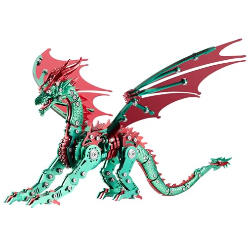 LONGPIN 3D Puzzles for Adults,Metal Dinosaur Puzzle Building Set,Collectible Mechanical Engineering Crafts for Home Office Decoration & Gift(Red-Green) von EUSP.LONGPIN