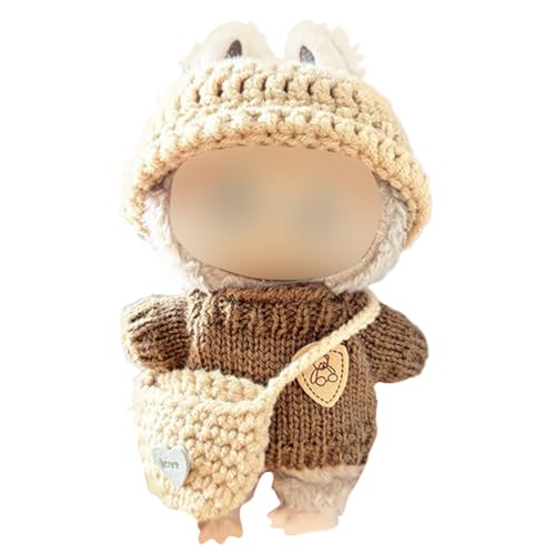 EUYRVAW Puppenkleidung für 17 cm Laborpuppe, Puppenzubehör, rosa Puppenkleidung, brauner Pullover + Hut + Umhängetasche, A EUYRVAW Puppenkleidung für 17 cm Laborpuppe, Puppenzubehör, rosa Puppenkleidung, brauner Pullover + Hut + Umhängetasche, A von EUYRVAW