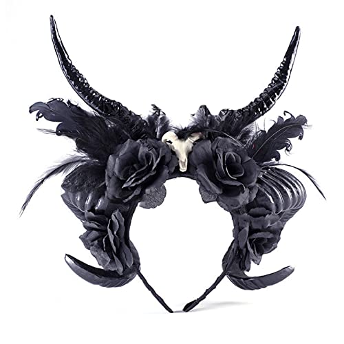 EUYueli Hexenblumen-Dekor, Schafshorn, Haarreif, Film, böses Horn für Stirnband, Gothic, Cosplay, Kostüm, Kopfschmuck EUYueli Hexenblumen-Dekor, Schafshorn, Haarreif, Film, böses Horn für Stirnband, Gothic, Cosplay, Kostüm, Kopfschmuck von EUYueli