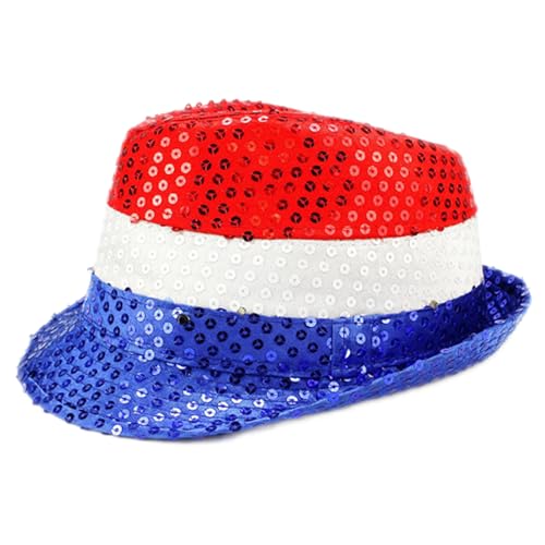 EUYueli Paillettenhut, Unabhängigkeitstag, Kostüm, Kopfschmuck, Ofenrohrhut mit Pailletten, Unabhängigkeitstag, US-Flaggen-Druck von EUYueli
