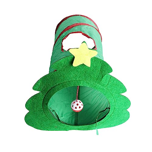 Tunnel Tube Weihnachtsbaum Tunnel Spielzeug für Indoor Katzen Tunnel Klingeln Anhänger Versteckspiel von EUYueli