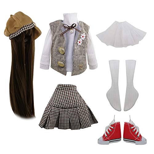 Set Fashion Bekleidung Perücken Schuhe Socken Accessoires vollen Satz für 1/3 21-23inch 60cm BJD Puppen (Blanche) von EVA BJD