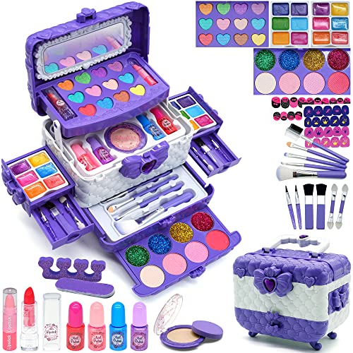 Kinderschminke Set M채dchen Kinder Make Up Set - Kinder Schminkset M채dchen,Kinder Schminkkoffer M채dchen Spielzeug, Halloween Weihnachts Geburtstags Geschenke f체r M채dchen 4-12Jahre Purple von EVACOK