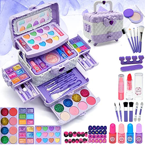Kinderschminke Set Make Up Schminkset M、dchen,Kinder Schminkkoffer dchen Spielzeug, Halloween Weihnachts Geburtstags Geschenke dchen 4-12Jahre Purple von EVACOK