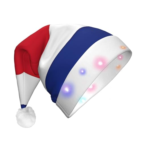 EVANEM Plüsch-Weihnachtsmütze mit LED-Lichtern, Costa Rica-Flagge, beleuchtet, für Erwachsene von EVANEM