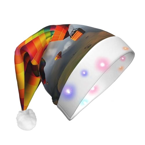 EVANEM Plüsch-Weihnachtsmütze mit LED-Lichtern, Heißluftballons, für Erwachsene von EVANEM