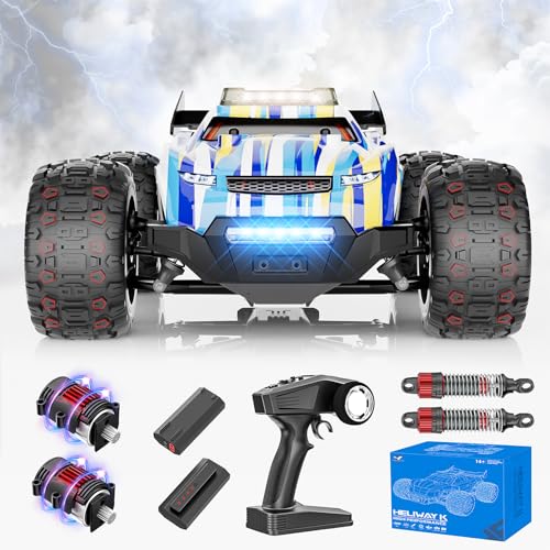 EVARY Ferngesteuertes Auto 1:16 Bürstenloser Motor 60+ km/h, 4WD RC Monstertruck mit Farbiges Licht, 2 Akku, 2.4-GHz All-Terrain Rennauto, Crawler Spielzeug Geschenk für Kinder EVARY Ferngesteuertes Auto 1:16 Bürstenloser Motor 60+ km/h, 4WD RC Monstertruck mit Farbiges Licht, 2 Akku, 2.4-GHz All-Terrain Rennauto, Crawler Spielzeug Geschenk für Kinder von EVARY