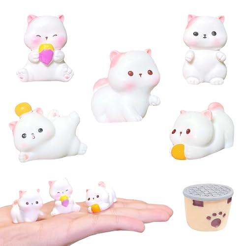 Mini-Katzenfiguren, Mini-Katzenfiguren, aus Kunstharz, niedliche Tiere, Katzenfiguren für Kinder, Puppenhaus, Schreibtischdekoration, Mikro-Feengarten-Landschaft, winzige Harz-Tierfigur von EVDERS