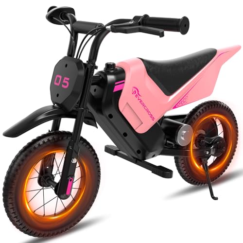 EVERCROSS Elektromotorrad Kinder, Elektro Motocross mit 8/16 KMH Geschwindigkeitsmodus, 150W Motor, Moto Cross mit 10 KM Langstrecken, 12'' Elektro Motorrad für Kinder von 3-12 Jahren von EVERCROSS