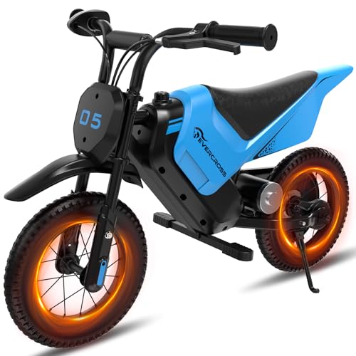 EVERCROSS Elektromotorrad Kinder, Elektro Motocross mit 8/16 KMH Geschwindigkeitsmodus, 150W Motor, Moto Cross mit 10 KM Langstrecken, 12'' Elektro Motorrad für Kinder von 3-12 Jahren von EVERCROSS