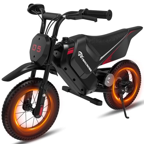EVERCROSS Elektromotorrad Kinder, Elektro Motocross mit 8/16 KMH Geschwindigkeitsmodus, 150W Motor, Moto Cross mit 10 KM Langstrecken, 12'' Elektro Motorrad für Kinder von 3-12 Jahren von EVERCROSS